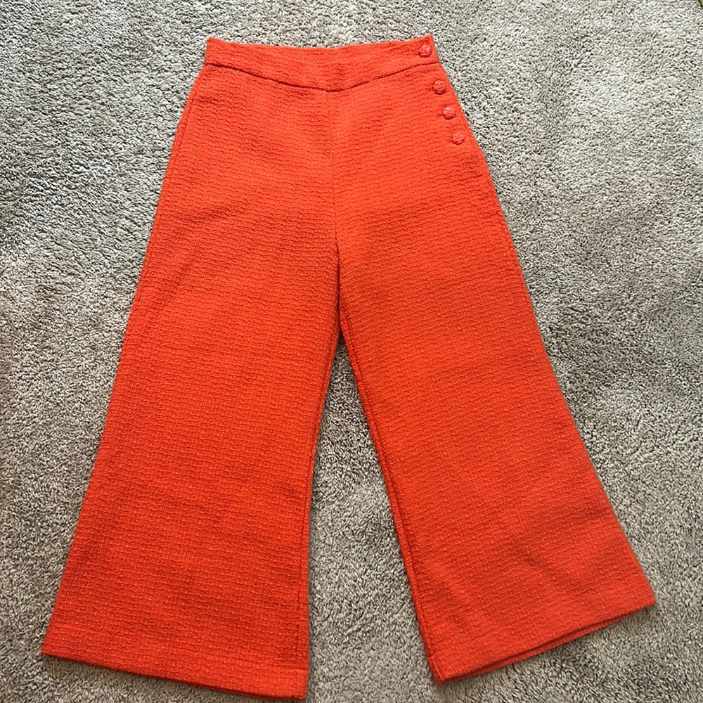 Pink Ripple wide-leg orange capri pants